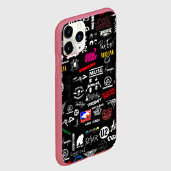 Чехол iPhone 11 Pro матовый ЛОГОТИПЫ РОК ГРУПП, цвет: 3D-малиновый — фото 2