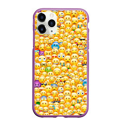 Чехол iPhone 11 Pro матовый Смайлики Emoji, цвет: 3D-фиолетовый