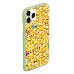 Чехол iPhone 11 Pro матовый Смайлики Emoji, цвет: 3D-салатовый — фото 2