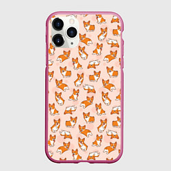 Чехол iPhone 11 Pro матовый Корги, цвет: 3D-малиновый