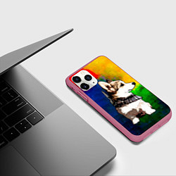 Чехол iPhone 11 Pro матовый Корги, цвет: 3D-малиновый — фото 2