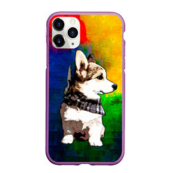 Чехол iPhone 11 Pro матовый Корги, цвет: 3D-фиолетовый