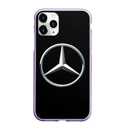 Чехол iPhone 11 Pro матовый MERCEDES-BENZ CARBON, цвет: 3D-светло-сиреневый