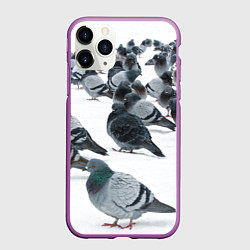 Чехол iPhone 11 Pro матовый Голуби, цвет: 3D-фиолетовый