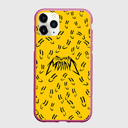 Чехол iPhone 11 Pro матовый Пошлая Молли Смайлики, цвет: 3D-малиновый