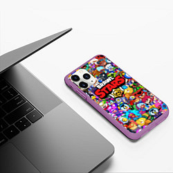 Чехол iPhone 11 Pro матовый BRAWL STARS, цвет: 3D-фиолетовый — фото 2