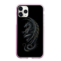 Чехол iPhone 11 Pro матовый Black Dragon, цвет: 3D-розовый