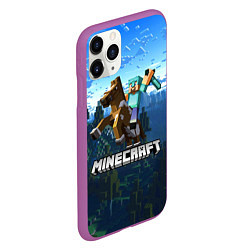 Чехол iPhone 11 Pro матовый Minecraft Майнкрафт, цвет: 3D-фиолетовый — фото 2