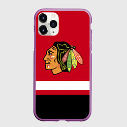 Чехол iPhone 11 Pro матовый Chicago Blackhawks, цвет: 3D-фиолетовый