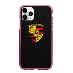 Чехол iPhone 11 Pro матовый PORSCHE, цвет: 3D-малиновый