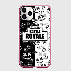 Чехол iPhone 11 Pro матовый Fortnite & Marshmello, цвет: 3D-малиновый