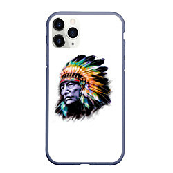 Чехол iPhone 11 Pro матовый Индеец, цвет: 3D-серый