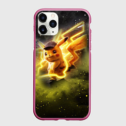 Чехол iPhone 11 Pro матовый Детектив Пикачу, цвет: 3D-малиновый