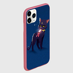 Чехол iPhone 11 Pro матовый КИСА С ТЕЛЕФОНОМ, цвет: 3D-малиновый — фото 2