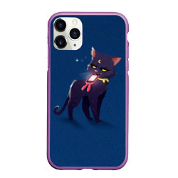 Чехол iPhone 11 Pro матовый КИСА С ТЕЛЕФОНОМ, цвет: 3D-фиолетовый