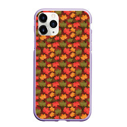 Чехол iPhone 11 Pro матовый Maple leaves, цвет: 3D-светло-сиреневый