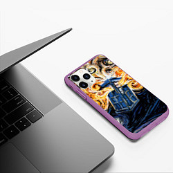 Чехол iPhone 11 Pro матовый Van Gogh Tardis, цвет: 3D-фиолетовый — фото 2