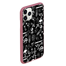 Чехол iPhone 11 Pro матовый Minecraft pattern, цвет: 3D-малиновый — фото 2