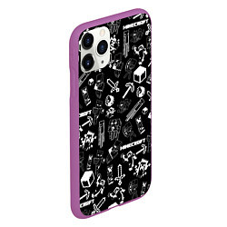 Чехол iPhone 11 Pro матовый Minecraft pattern, цвет: 3D-фиолетовый — фото 2