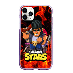 Чехол iPhone 11 Pro матовый BRAWL STARS BULL, цвет: 3D-светло-сиреневый