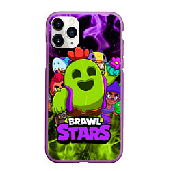 Чехол iPhone 11 Pro матовый BRAWL STARS SPIKE, цвет: 3D-фиолетовый