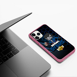 Чехол iPhone 11 Pro матовый BRAWL STARS CROW, цвет: 3D-малиновый — фото 2