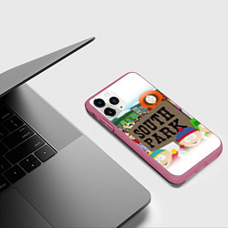 Чехол iPhone 11 Pro матовый ЮЖНЫЙ ПАРК, цвет: 3D-малиновый — фото 2