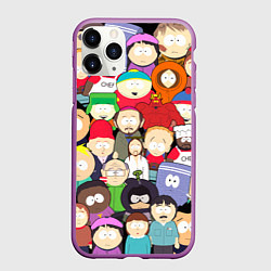 Чехол iPhone 11 Pro матовый South Park персонажи, цвет: 3D-фиолетовый