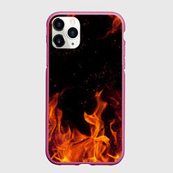 Чехол iPhone 11 Pro матовый ОГОНЬ, цвет: 3D-малиновый
