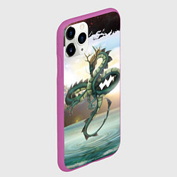Чехол iPhone 11 Pro матовый Дракон, цвет: 3D-фиолетовый — фото 2