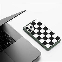 Чехол iPhone 11 Pro матовый Шахматка, цвет: 3D-темно-зеленый — фото 2
