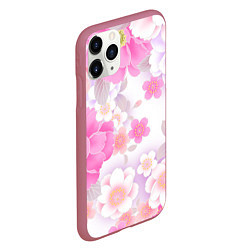 Чехол iPhone 11 Pro матовый Цветы, цвет: 3D-малиновый — фото 2