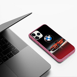 Чехол iPhone 11 Pro матовый BMW, цвет: 3D-малиновый — фото 2