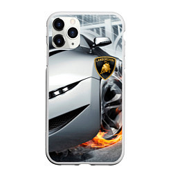 Чехол iPhone 11 Pro матовый Lamborghini, цвет: 3D-белый