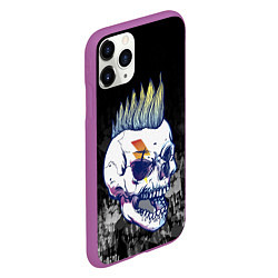 Чехол iPhone 11 Pro матовый Череп с ирокезы, цвет: 3D-фиолетовый — фото 2