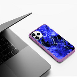 Чехол iPhone 11 Pro матовый МОЛНИЯ BLUE, цвет: 3D-фиолетовый — фото 2