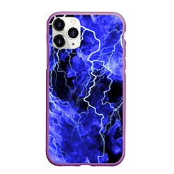 Чехол iPhone 11 Pro матовый МОЛНИЯ BLUE, цвет: 3D-фиолетовый