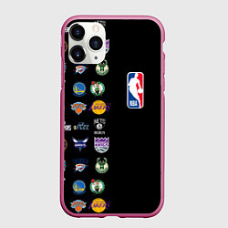 Чехол iPhone 11 Pro матовый NBA Team Logos 2, цвет: 3D-малиновый