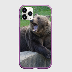 Чехол iPhone 11 Pro матовый Медведь, цвет: 3D-фиолетовый