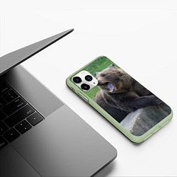 Чехол iPhone 11 Pro матовый Медведь, цвет: 3D-салатовый — фото 2