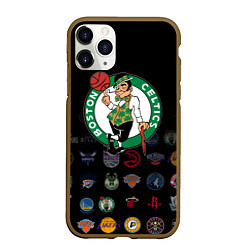 Чехол iPhone 11 Pro матовый Boston Celtics 1, цвет: 3D-коричневый