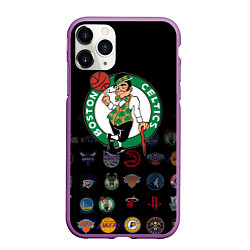 Чехол iPhone 11 Pro матовый Boston Celtics 1, цвет: 3D-фиолетовый