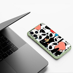 Чехол iPhone 11 Pro матовый Панды, цвет: 3D-салатовый — фото 2