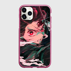 Чехол iPhone 11 Pro матовый Клинок рассекающий демонов, цвет: 3D-малиновый