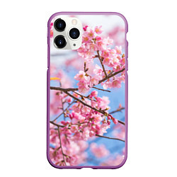 Чехол iPhone 11 Pro матовый Ветки Сакуры, цвет: 3D-фиолетовый