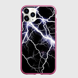 Чехол iPhone 11 Pro матовый Молния, цвет: 3D-малиновый