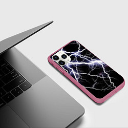 Чехол iPhone 11 Pro матовый Молния, цвет: 3D-малиновый — фото 2