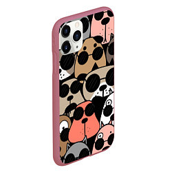 Чехол iPhone 11 Pro матовый Серьезные псы, цвет: 3D-малиновый — фото 2