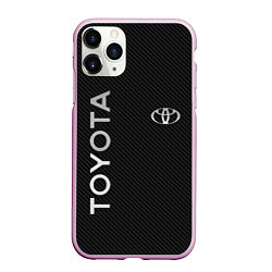 Чехол iPhone 11 Pro матовый Toyota CARBON, цвет: 3D-розовый