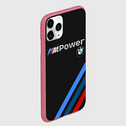 Чехол iPhone 11 Pro матовый BMW POWER CARBON, цвет: 3D-малиновый — фото 2